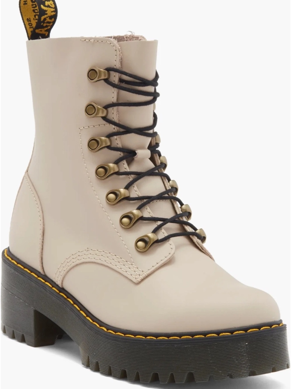 Women's Cream Lace-Up Platform Combat Boot